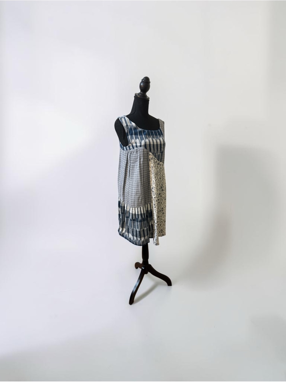 Anthropologie Holding Horses "Ivy" Blue Mixed Print Patchwork Swing Dress - Picture 2 of 6